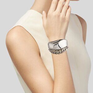 NWT Alexander McQueen Molten Chain Cuff Bracelet Silver Sz Small